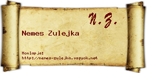 Nemes Zulejka névjegykártya